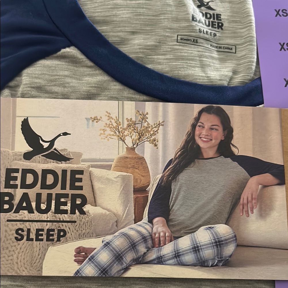 Eddie Bauer Blue and Gray Pajama Set Comfortable LoungewearXS NWT